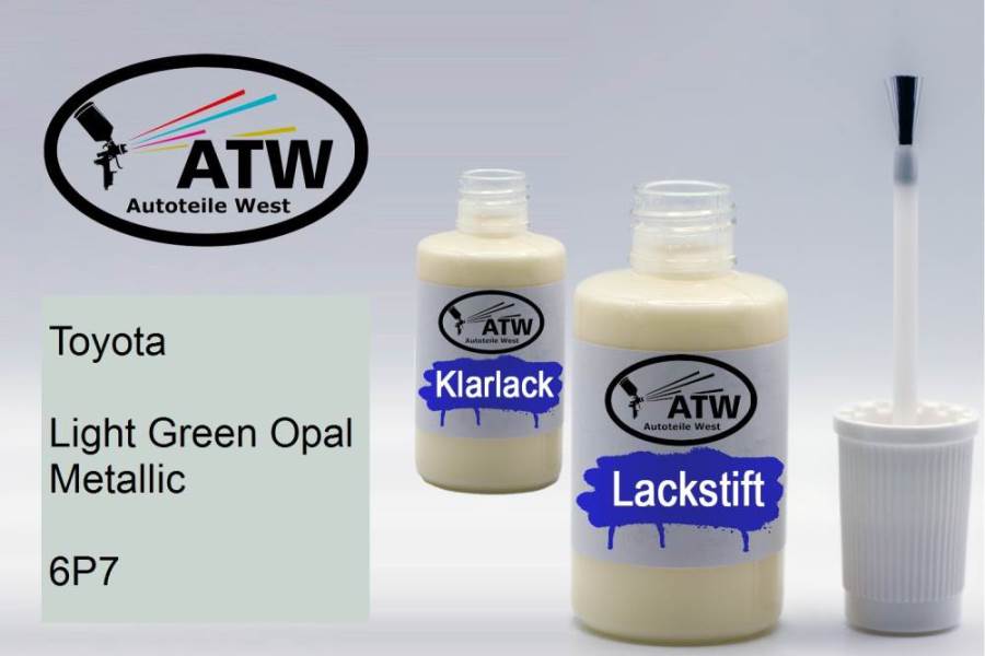 Toyota, Light Green Opal Metallic, 6P7: 20ml Lackstift + 20ml Klarlack - Set, von ATW Autoteile West.